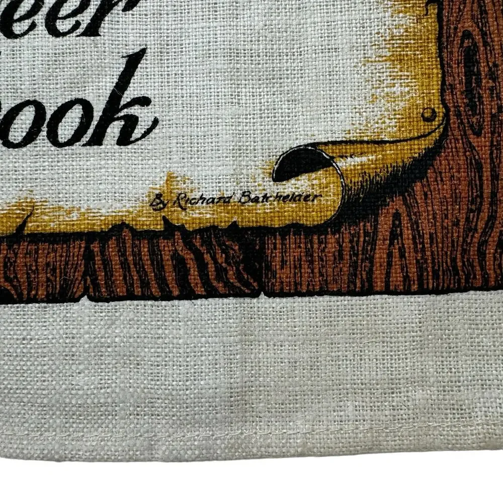Vintage A Pioneer Sketchbook Linen Tea Towel Kay Dee Western Wagon Brown Tan